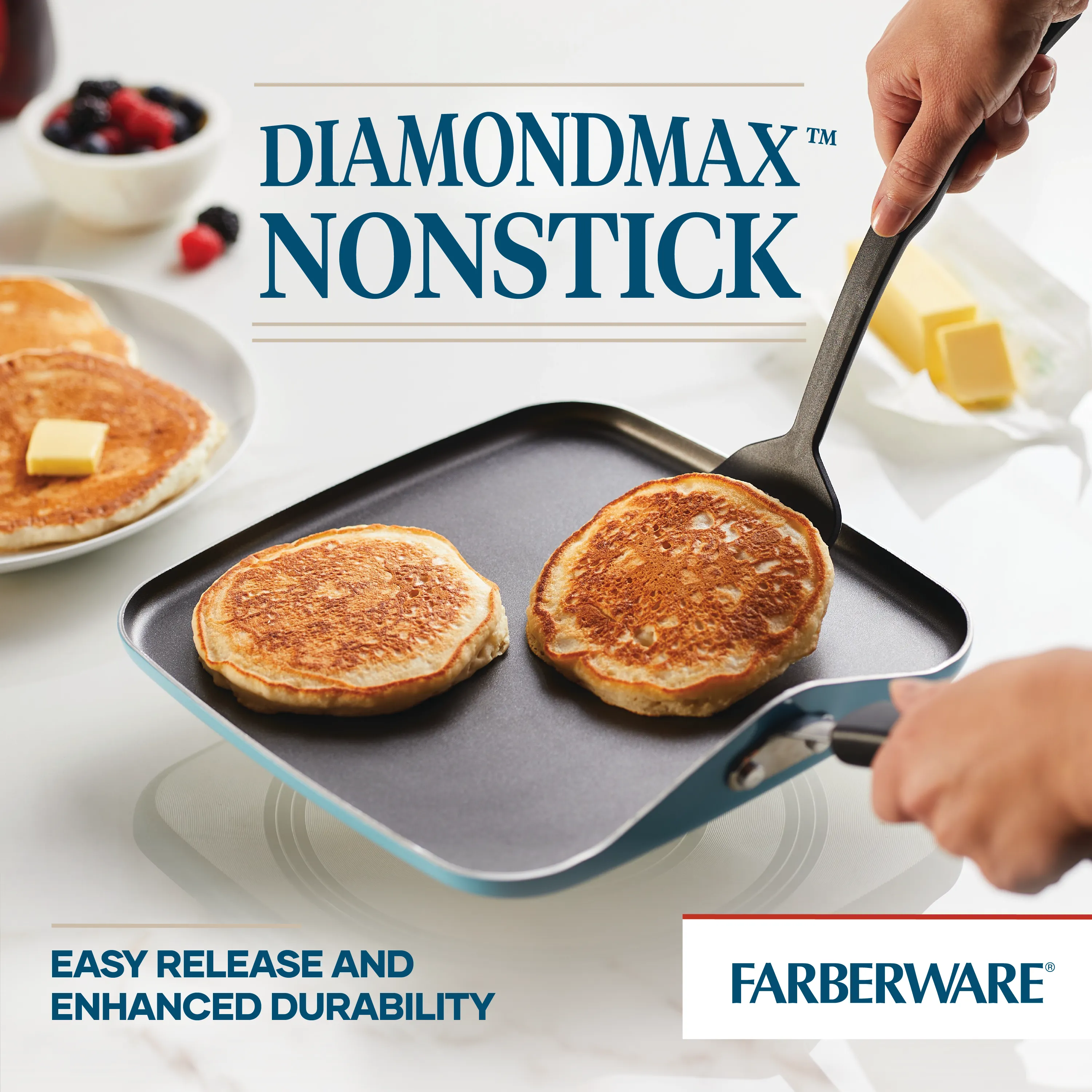 11-Inch Cookstart Aluminum DiamondMax Nonstick Square Griddle