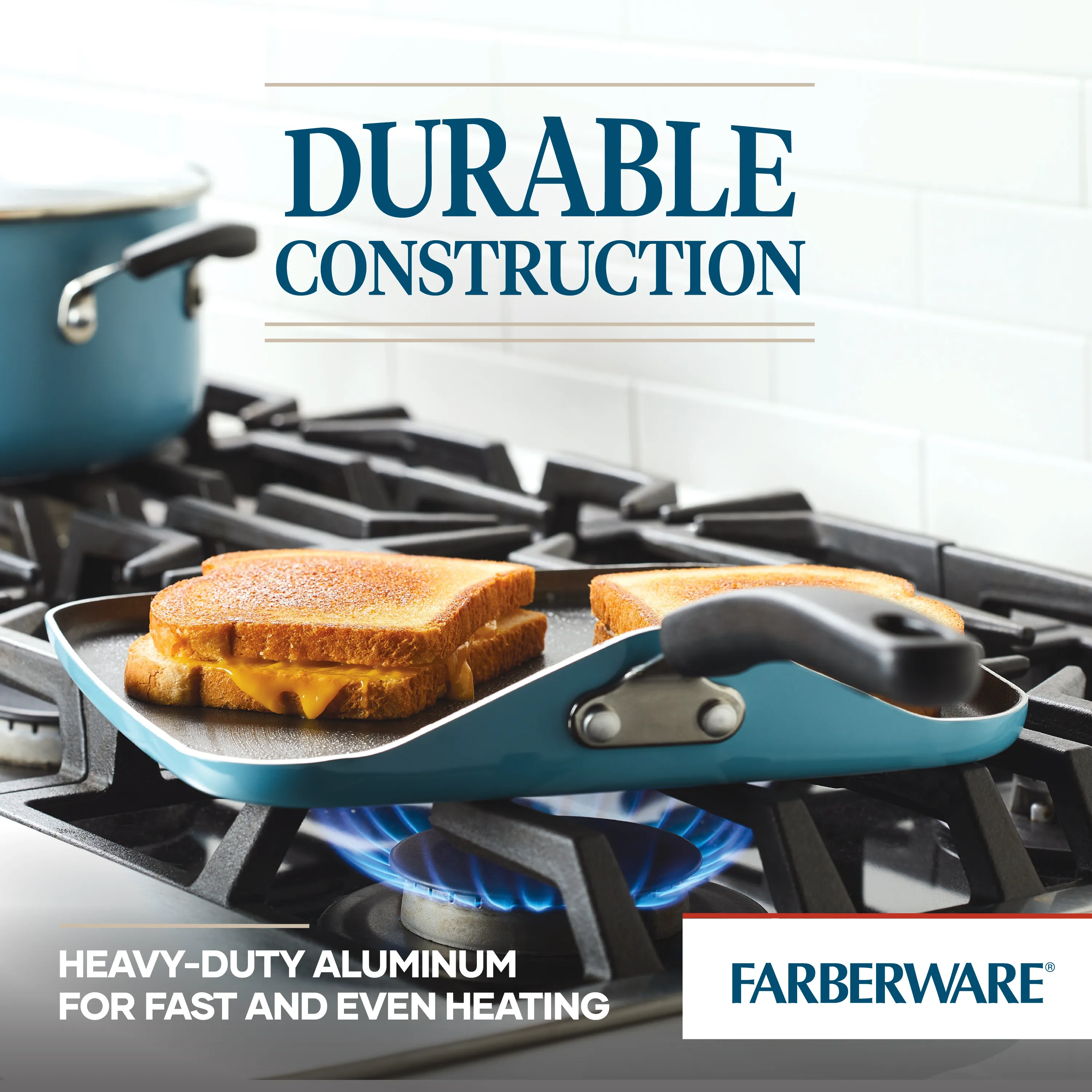 11-Inch Cookstart Aluminum DiamondMax Nonstick Square Griddle