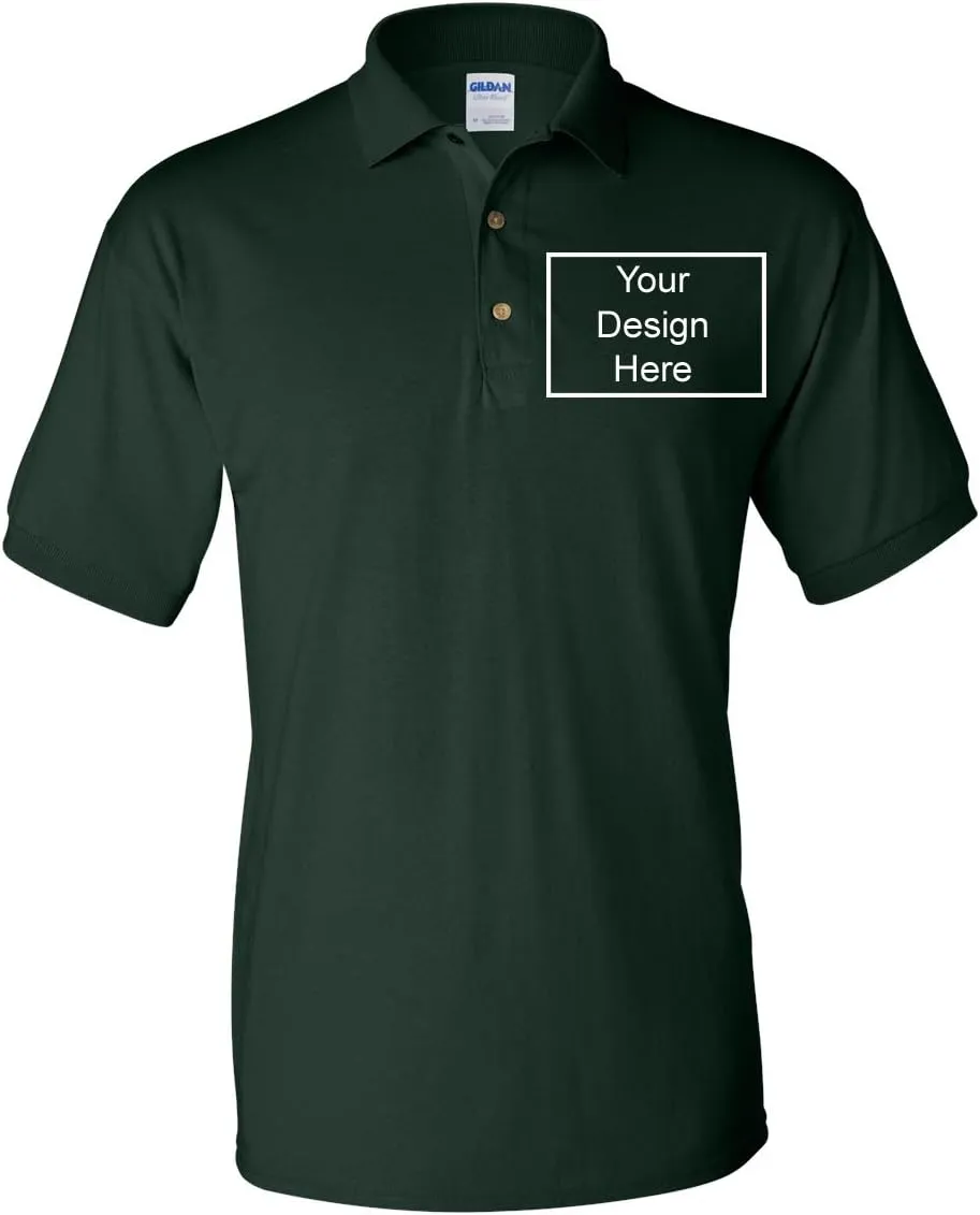 Add Your Own Text Design Custom Personalized Digitally Printed Adult Polo Shirt