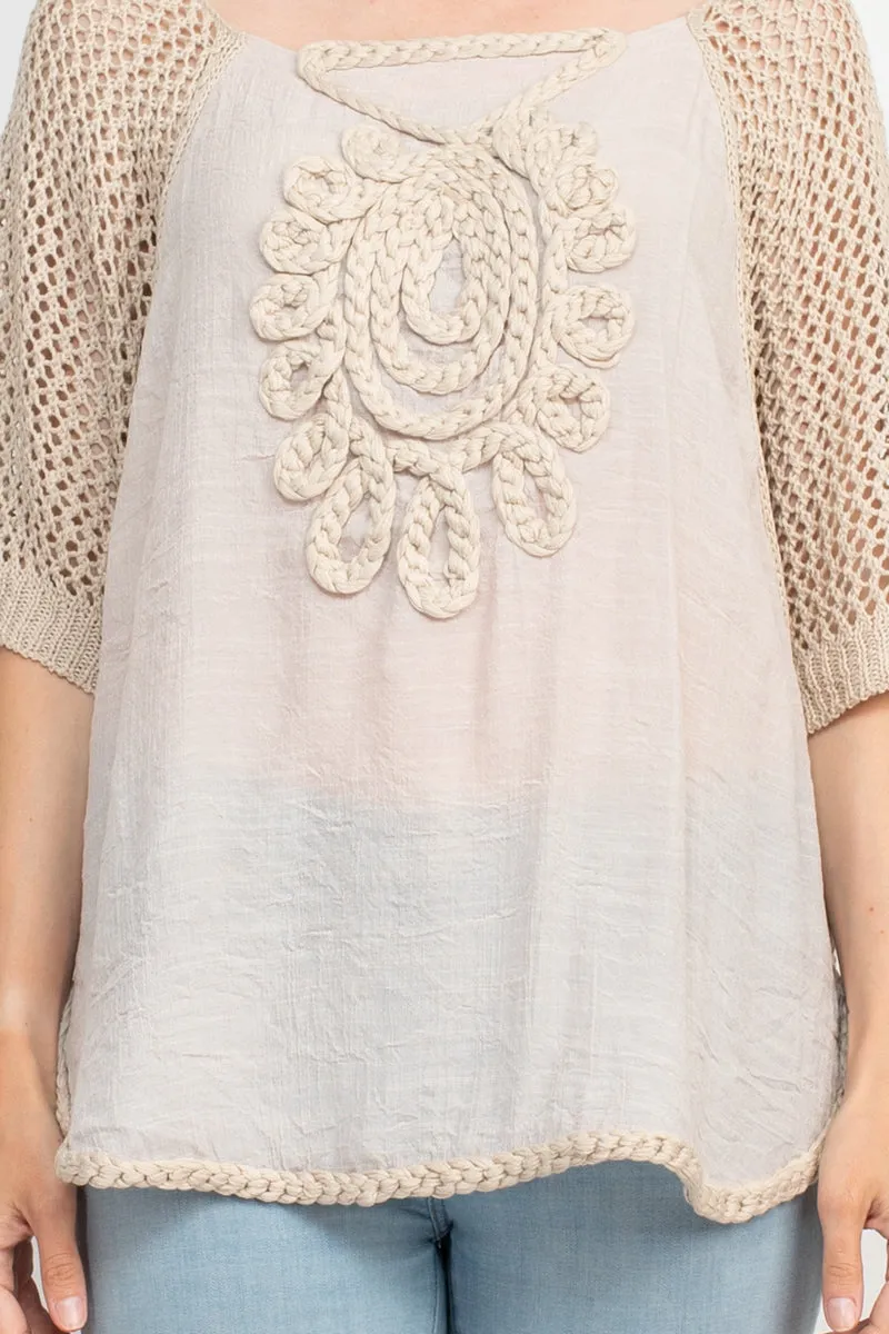 Alberto Makali Scoop Neck Short Sleeve Knit Top