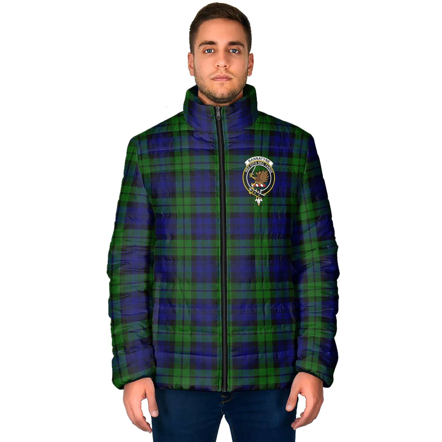 Bannatyne Tartan Padded Jacket with Family Crest