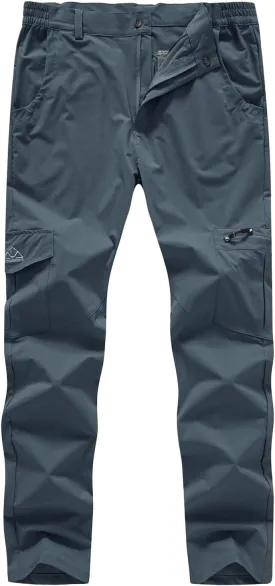 BASUDAM Men's Cargo Hiking Pants Quick Dry Lightweight Stretch Water Resistant Summer Outdoor Work Travel with Pockets