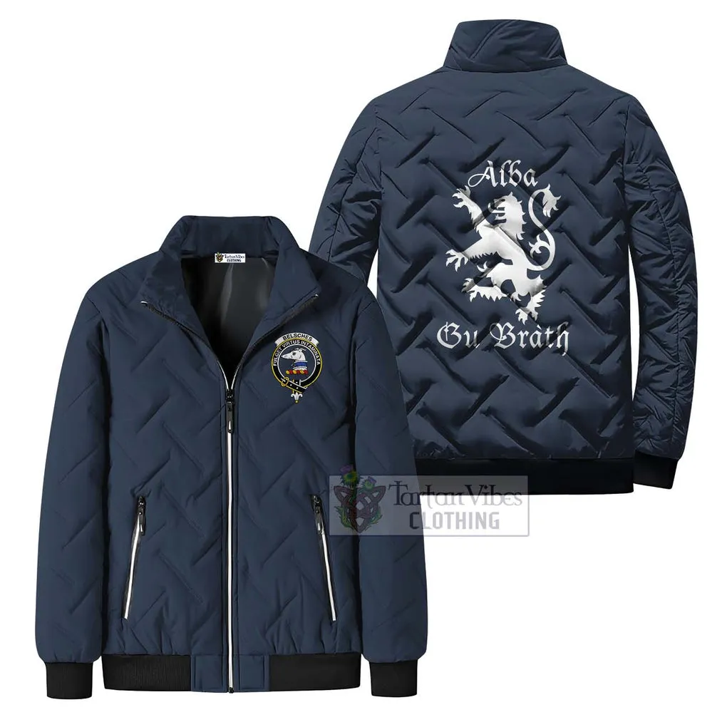 Belsches Family Crest Padded Cotton Jacket Lion Rampant Alba Gu Brath Style