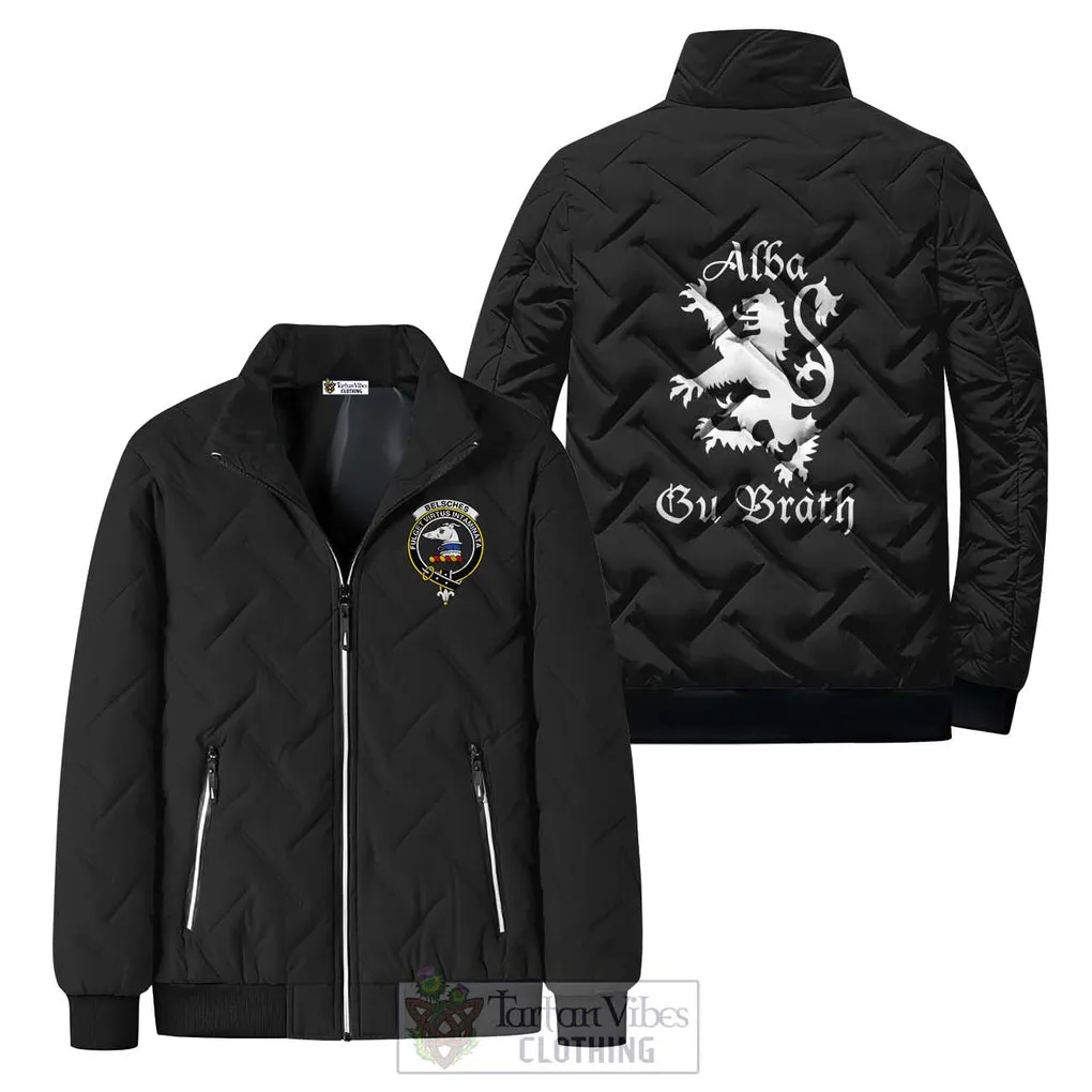 Belsches Family Crest Padded Cotton Jacket Lion Rampant Alba Gu Brath Style