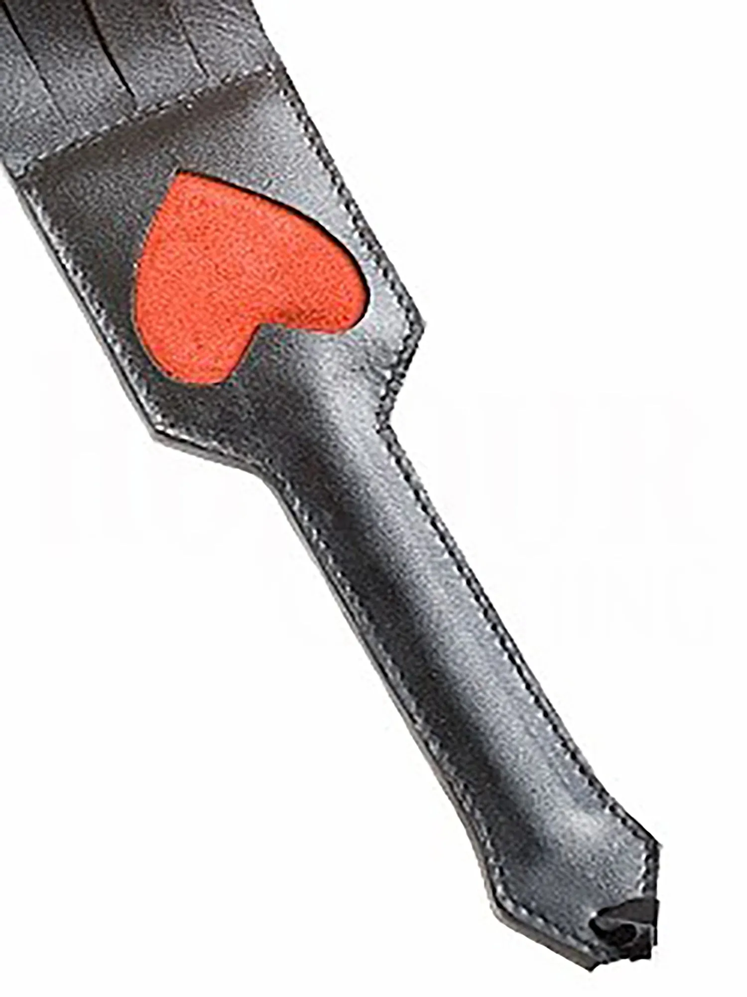 Black Leather Four Fingered Slapper With Heart Handle