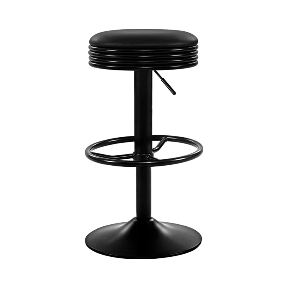 Black PU Leather Padded Swivel Bar Stools Set of 2 - Artiss
