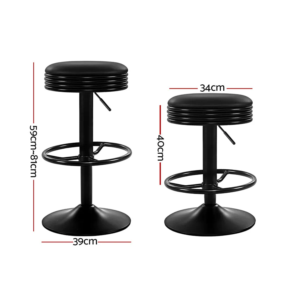 Black PU Leather Padded Swivel Bar Stools Set of 2 - Artiss