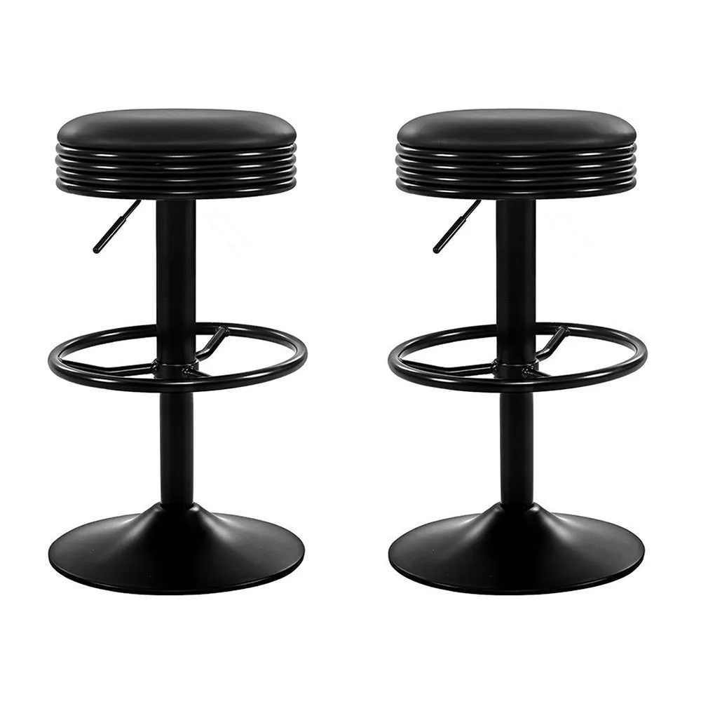 Black PU Leather Padded Swivel Bar Stools Set of 2 - Artiss