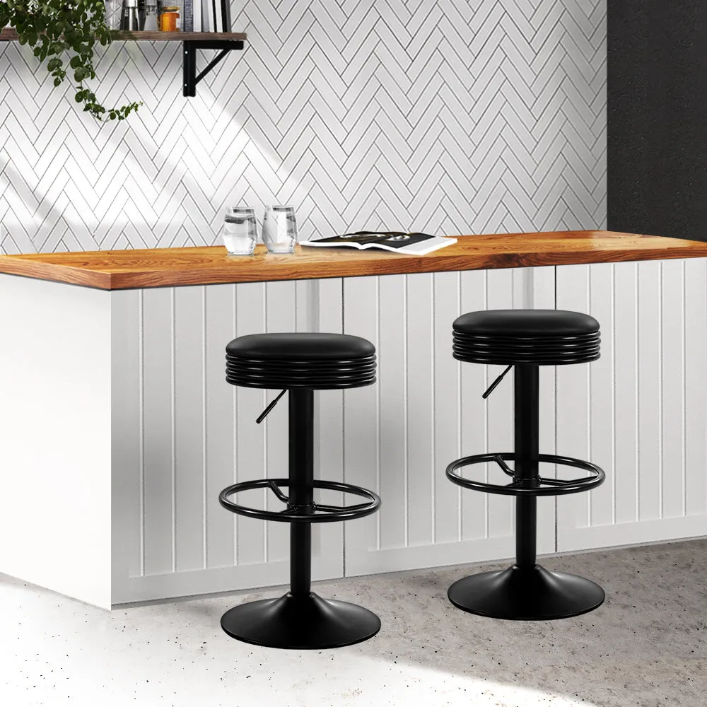 Black PU Leather Padded Swivel Bar Stools Set of 2 - Artiss