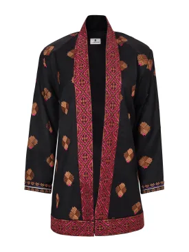 Black wool Phulkaari embroidered jacket