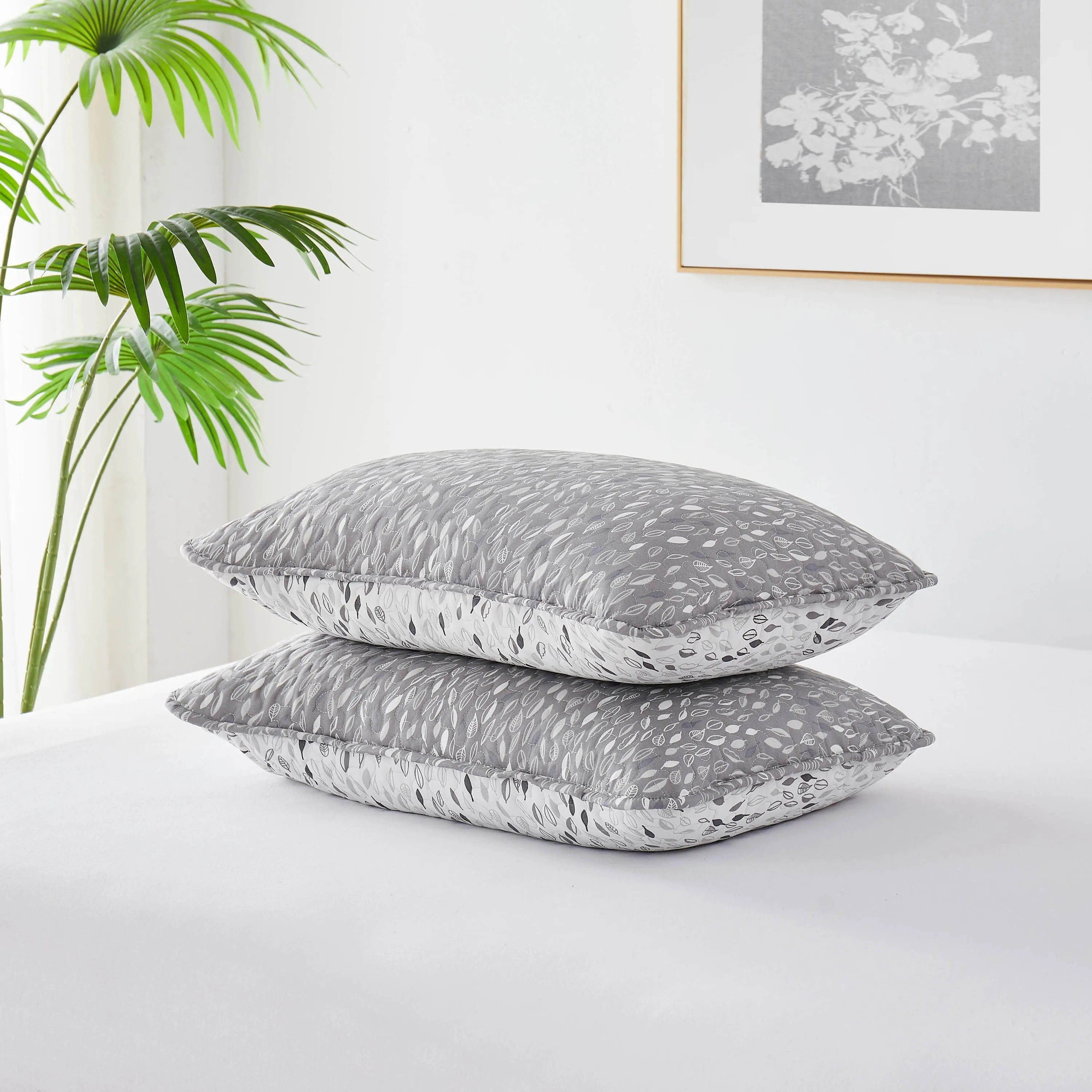 Botanical Leaves Quilted Sham Covers