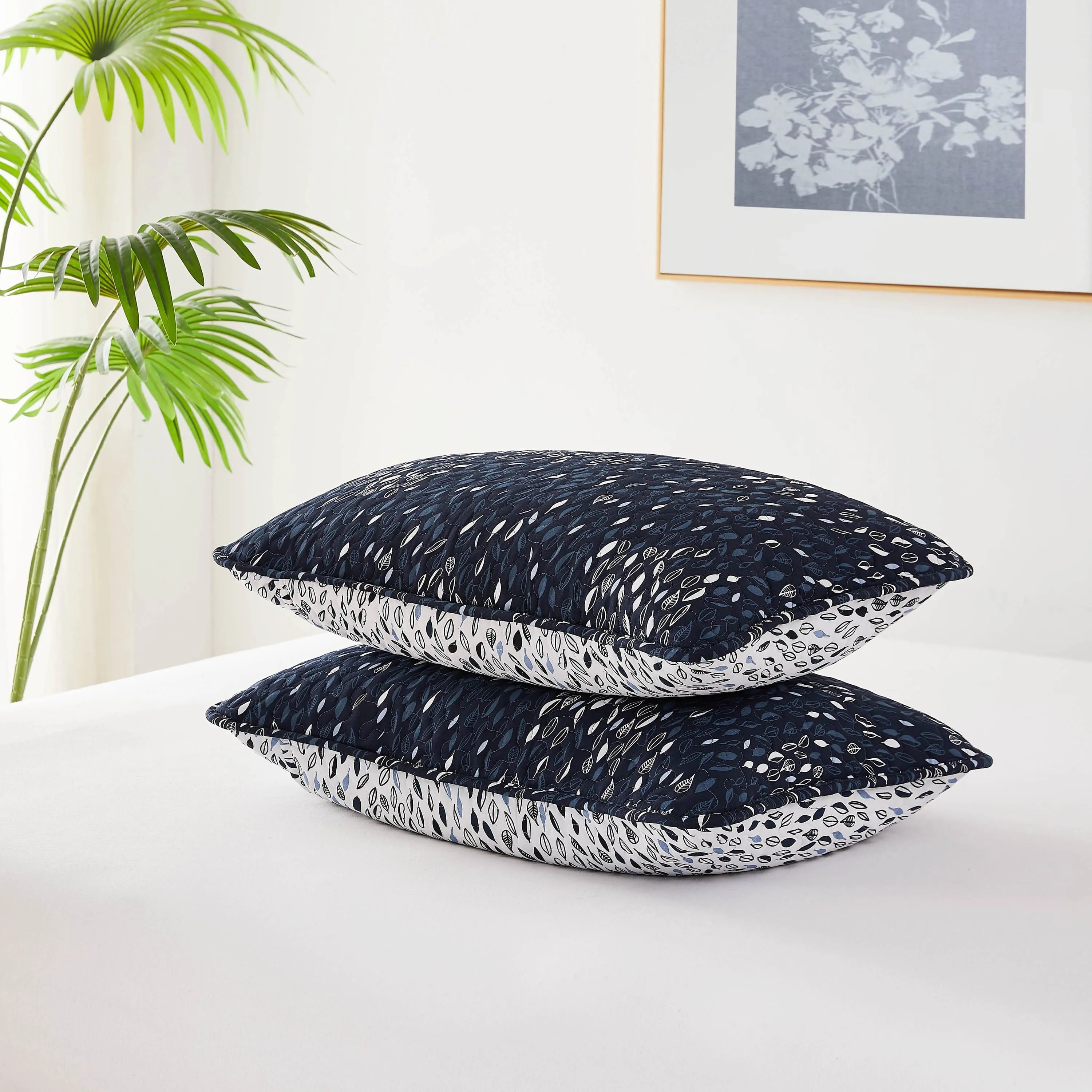 Botanical Leaves Quilted Sham Covers