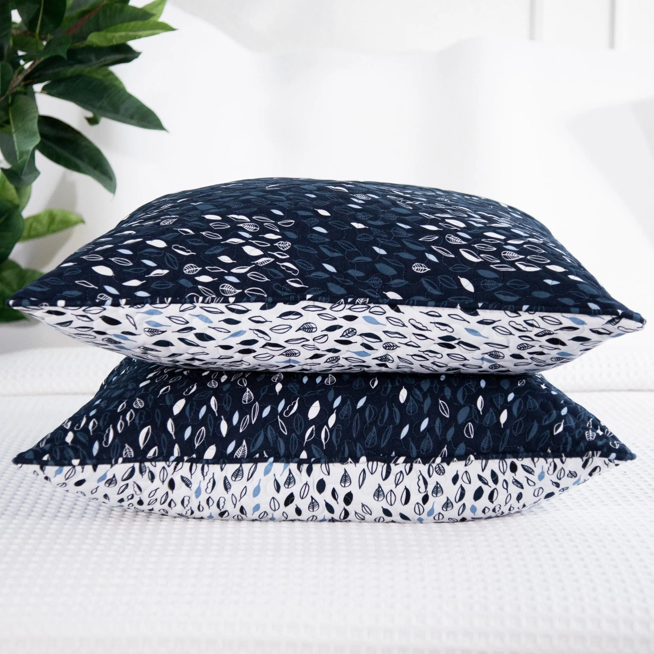Botanical Leaves Quilted Sham Covers