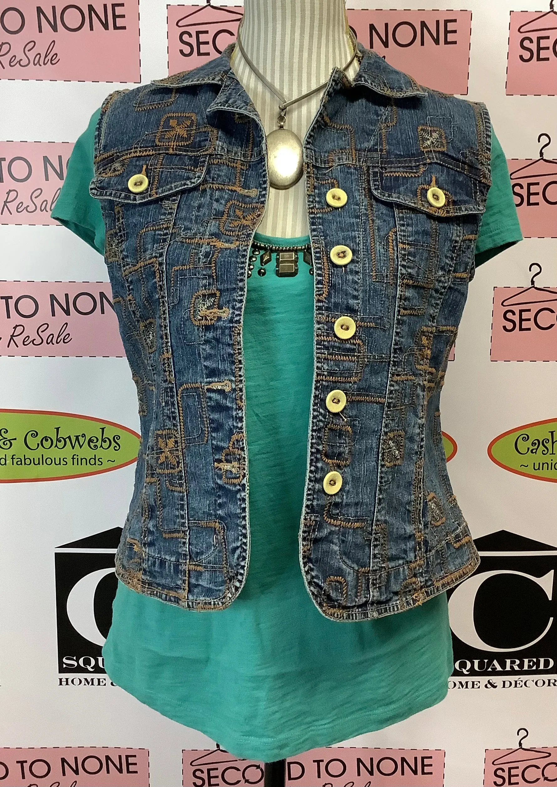 Bronze Studded Teal Top (Size S)