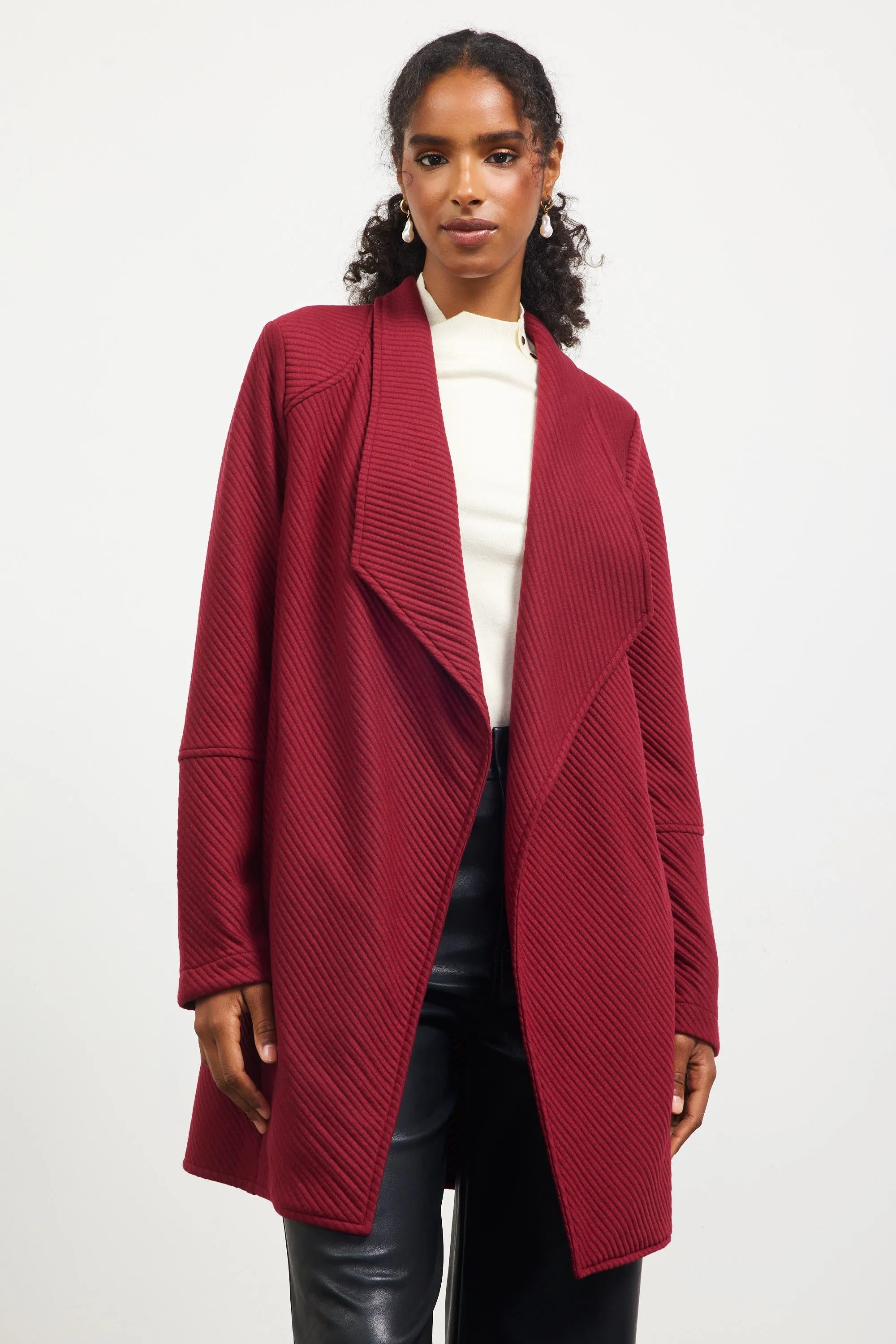 Burgundy Quilted Cardigan