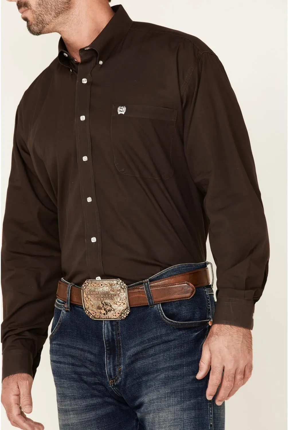 Cinch Men's Classic Fit Long Sleeve Button One Open Pocket Solid Basic