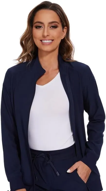 COZYFIT Scrub Jackets for Woman, Zip Front Nurse Jacket, 4-Way Stretch Fabric