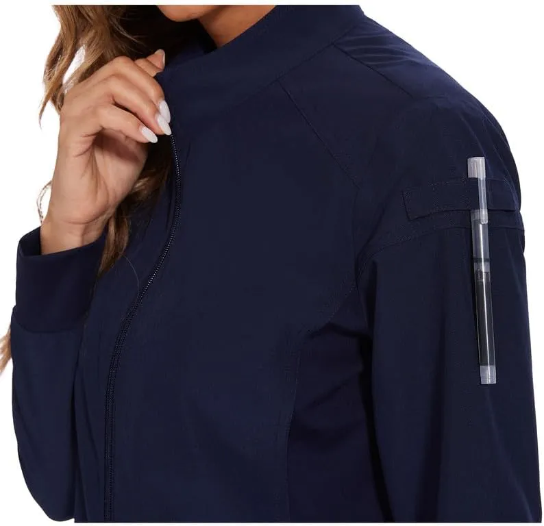 COZYFIT Scrub Jackets for Woman, Zip Front Nurse Jacket, 4-Way Stretch Fabric