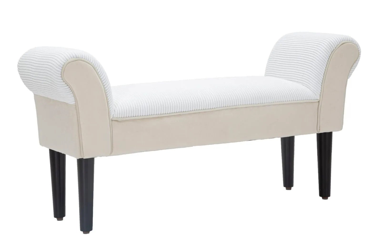 Cream Velvet Padded Bench