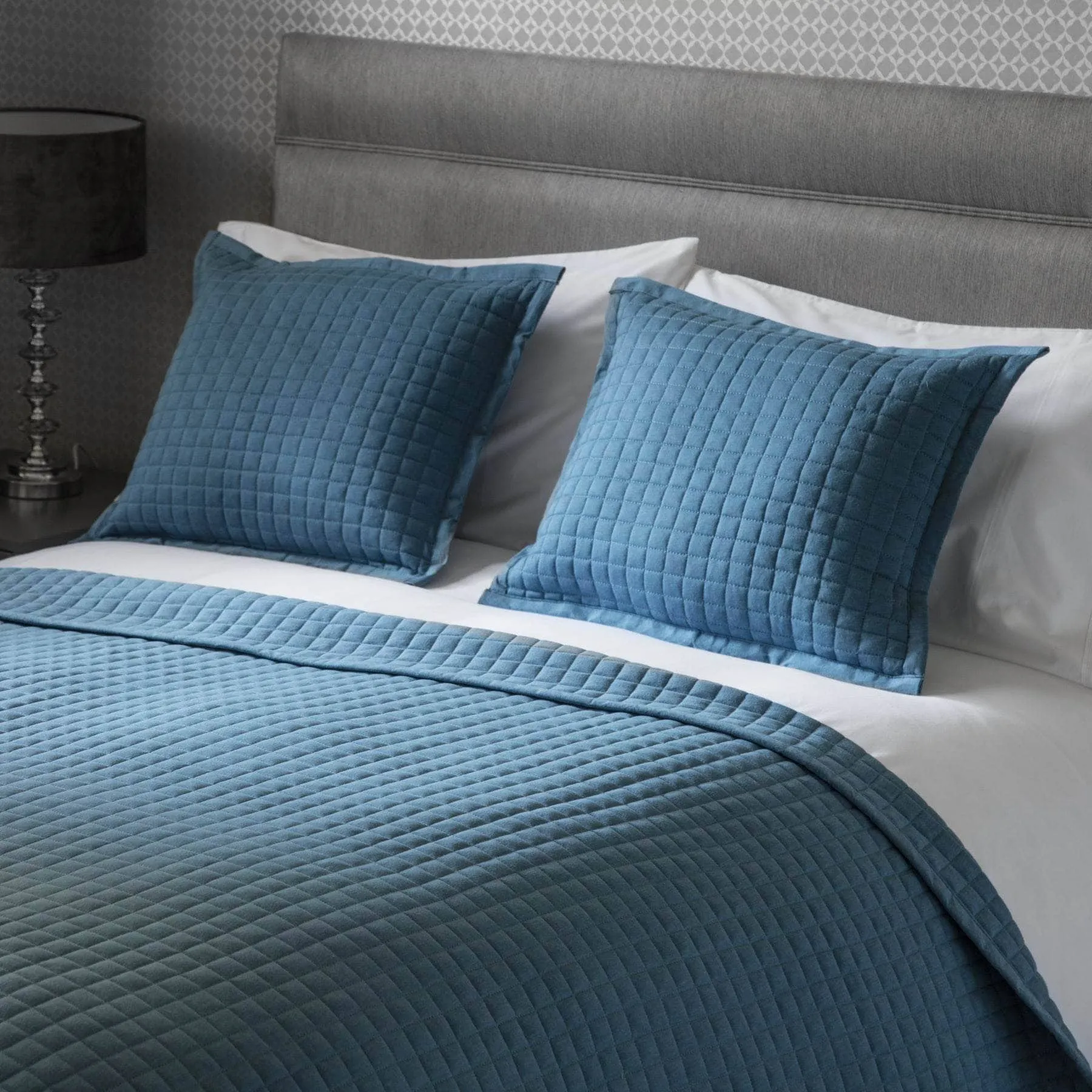 Crompton Quilted Cushion - Cobalt
