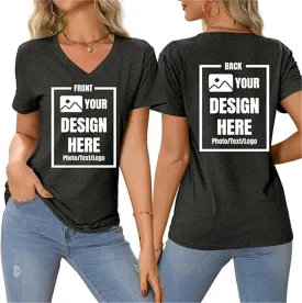 Custom T Shirts Customized V Neck Shirts Add Your Own and Text Design Custom Personalized Adult T-Shirt Tee