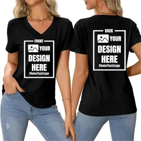 Custom T Shirts Customized V Neck Shirts Add Your Own and Text Design Custom Personalized Adult T-Shirt Tee