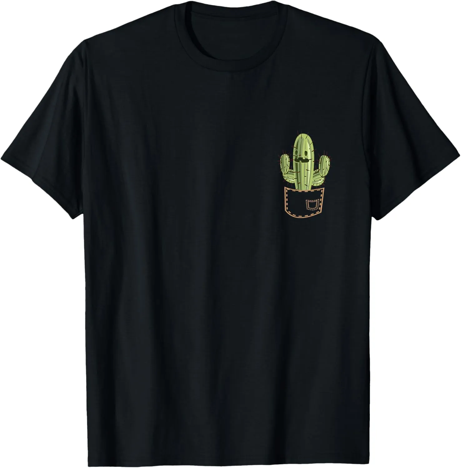 Cute Cactus Pocket Design Minimalist Plant Lover Aesthetic T-Shirt