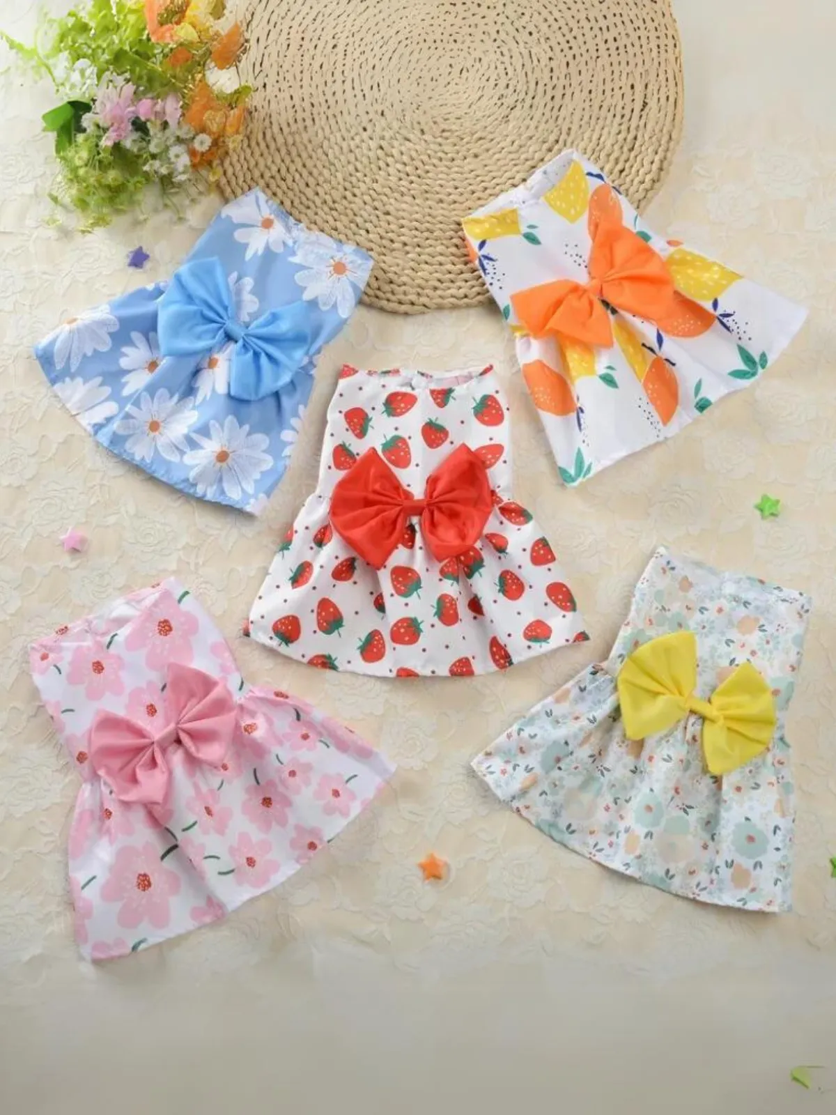 Cute Printed Bow Summer Dog Dress