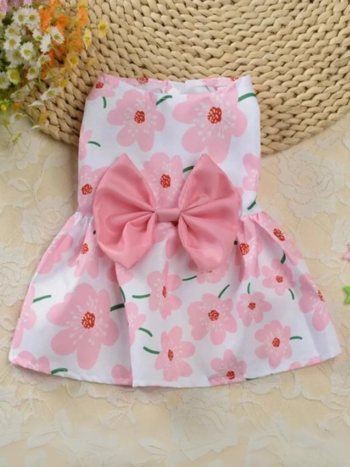 Cute Printed Bow Summer Dog Dress