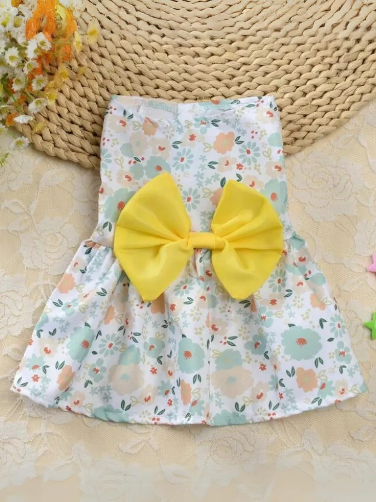 Cute Printed Bow Summer Dog Dress