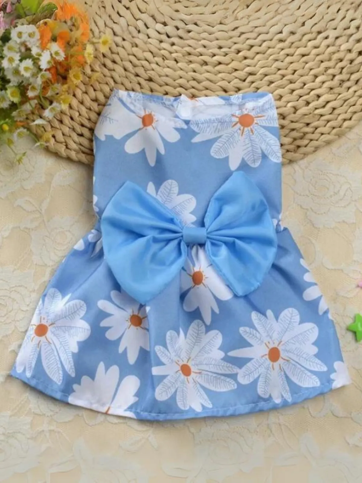 Cute Printed Bow Summer Dog Dress