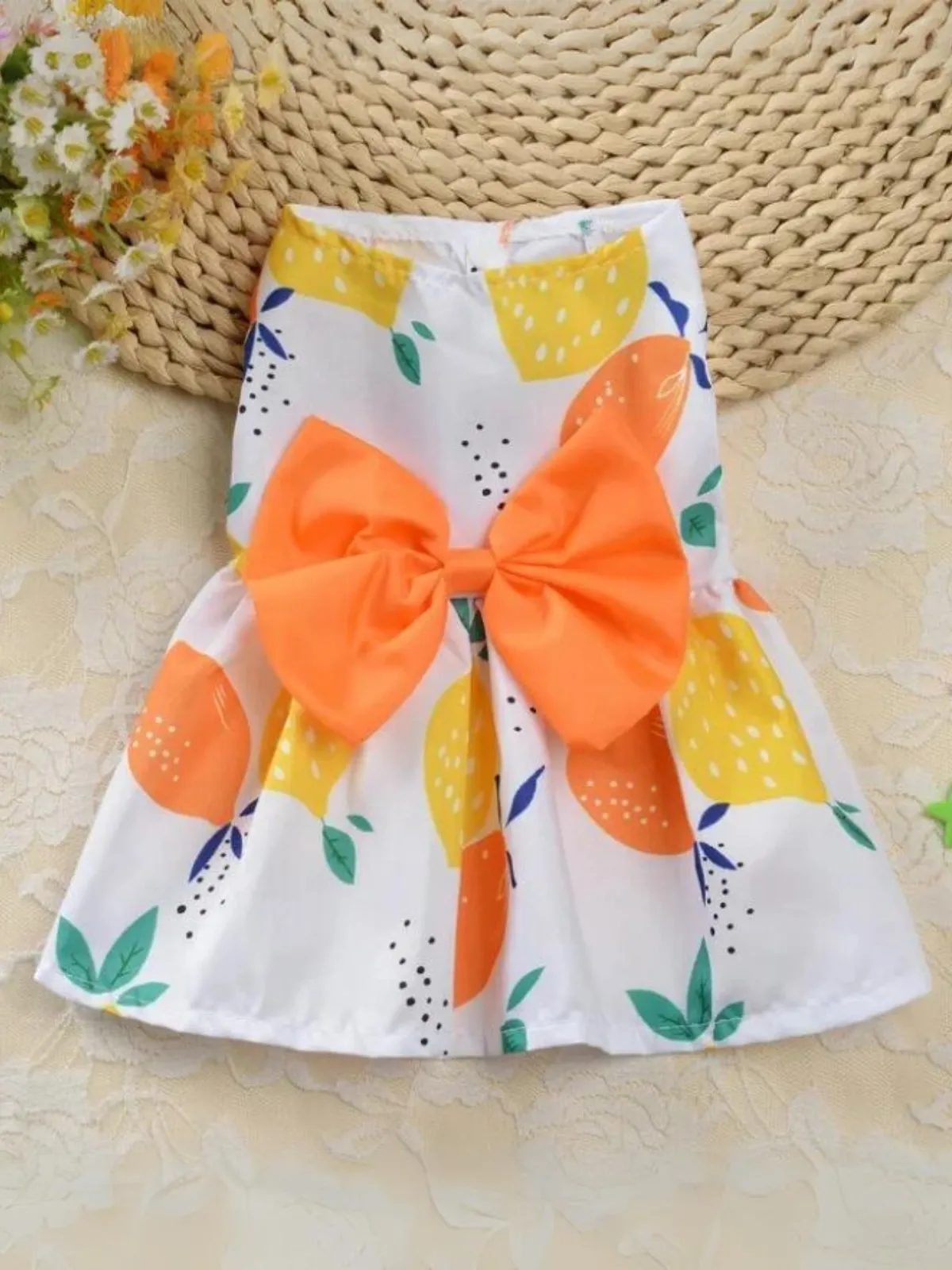Cute Printed Bow Summer Dog Dress