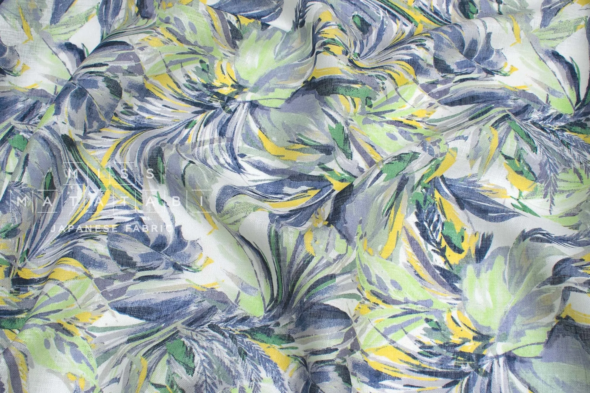 DEADSTOCK Palms linen voile - F