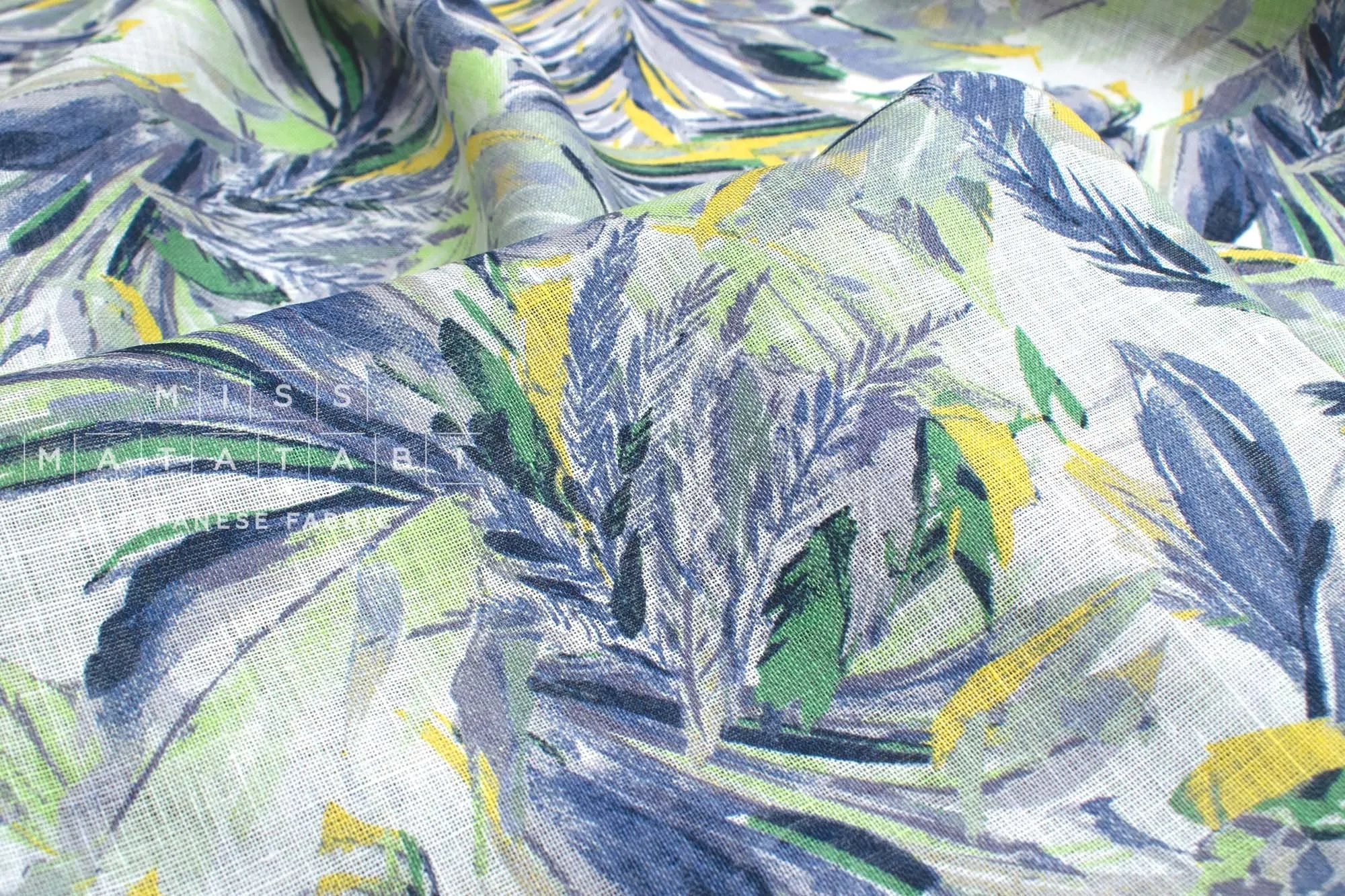 DEADSTOCK Palms linen voile - F