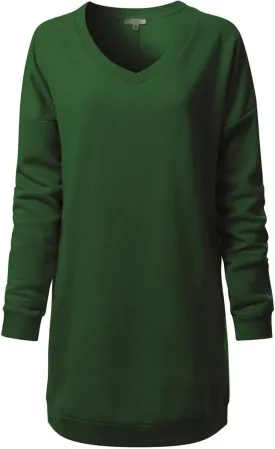Design by Olivia Women's Casual Oversized Loose Fit V-Neck Fleece Pullover Sweatshirts Tunic Fall Outfits S~3X