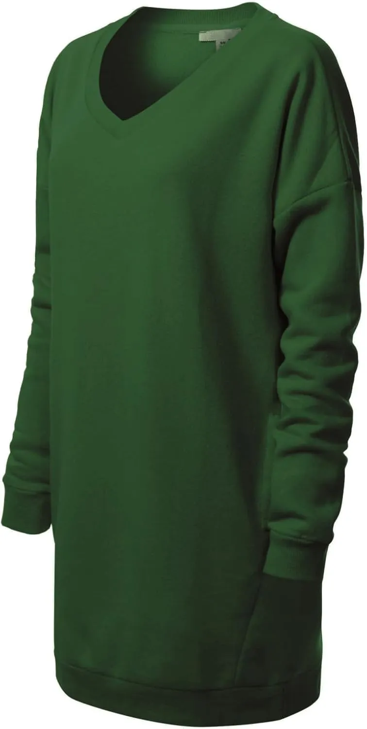 Design by Olivia Women's Casual Oversized Loose Fit V-Neck Fleece Pullover Sweatshirts Tunic Fall Outfits S~3X