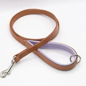 Dogs & Horses Luxury Padded Leather Dog Lead Tan & Lilac