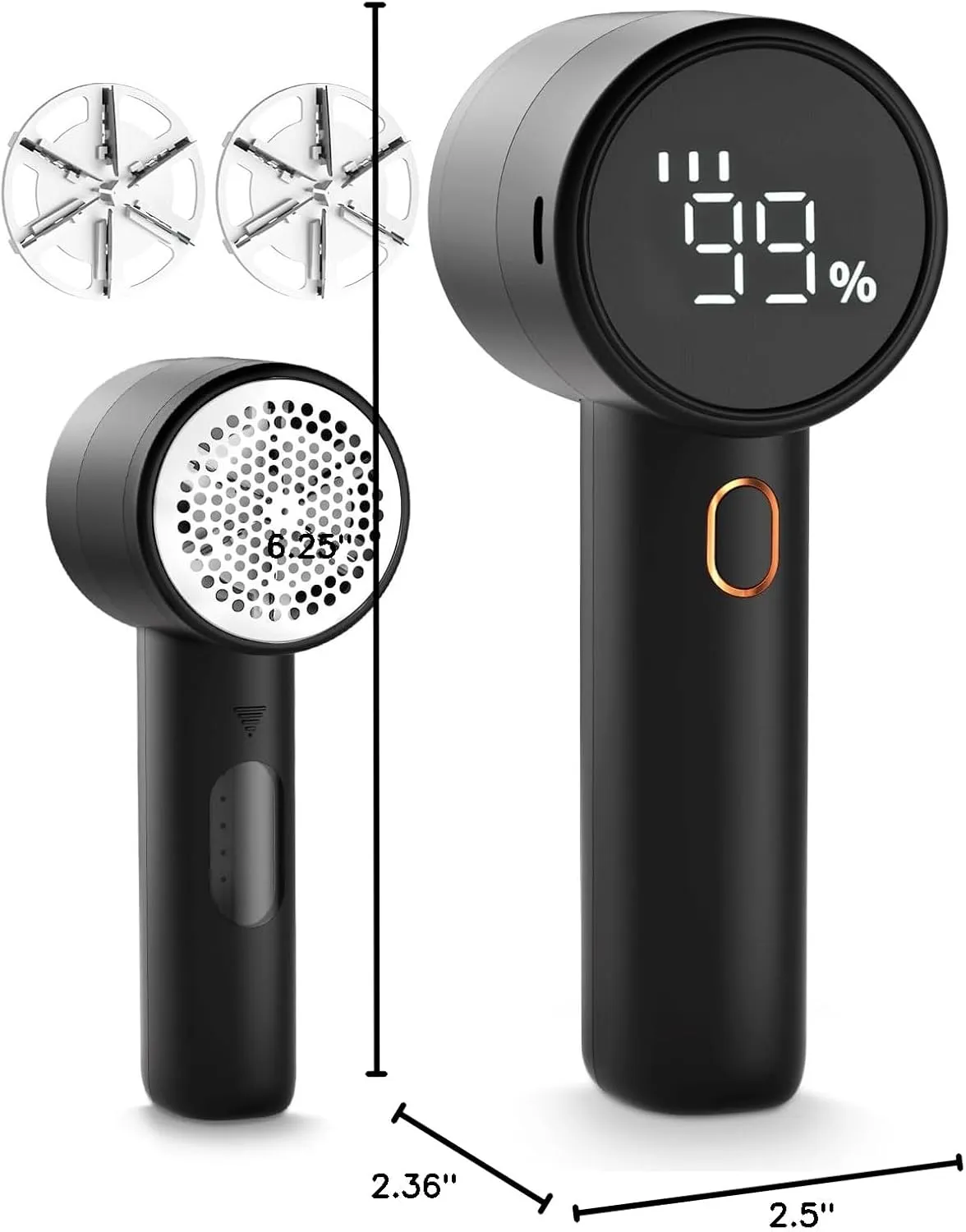 Fabric Shaver, Lint Remover Rechargeable, Electric Portable Sweater Defuzzer with 3 Speeds, 6 Leaf Blades, Digital LED Display to Remove Pilling for Clothes, Furniture, Sweater, Couch, Blanket