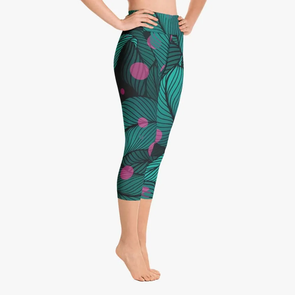 Floral Capris "Fireflies" Green/Pink