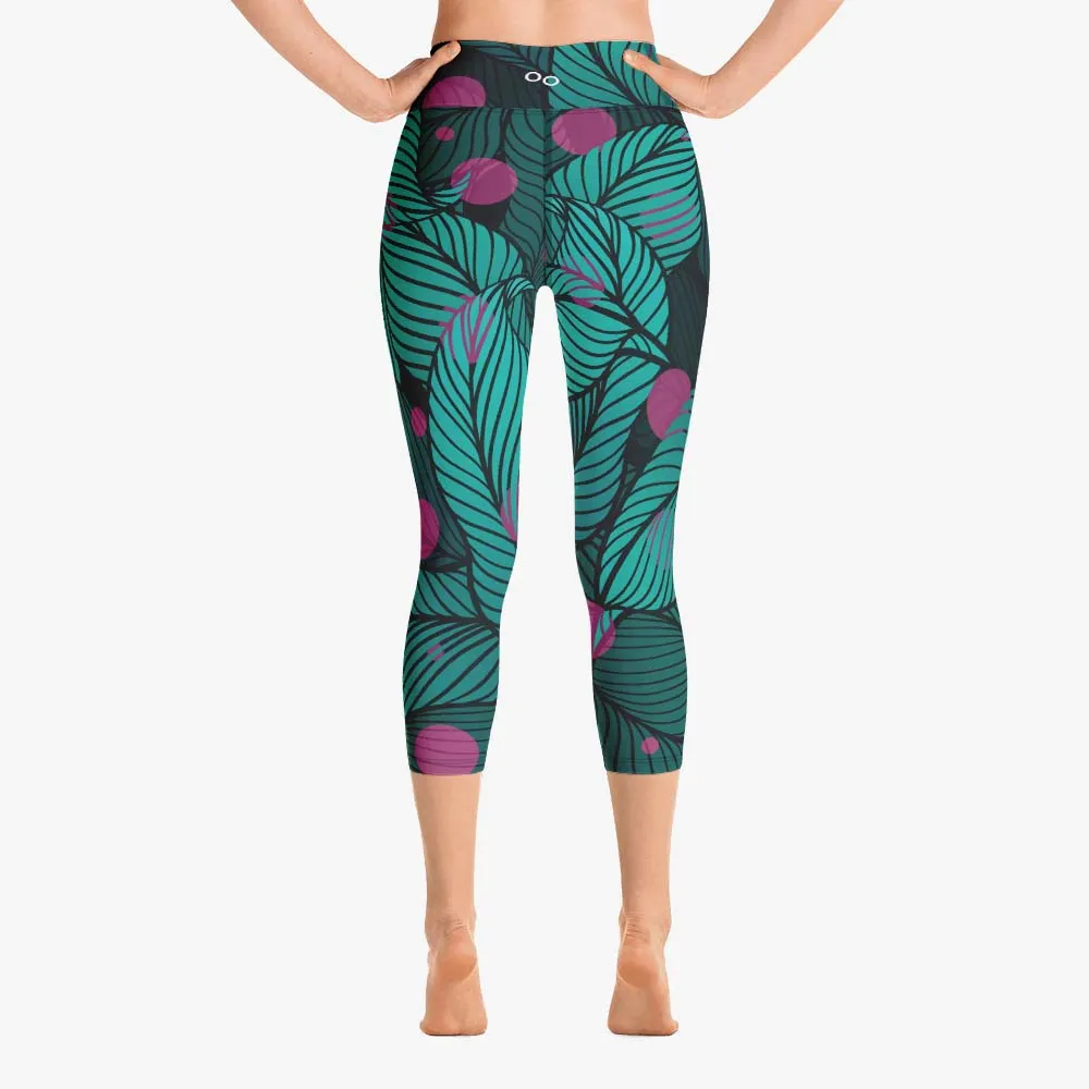 Floral Capris "Fireflies" Green/Pink