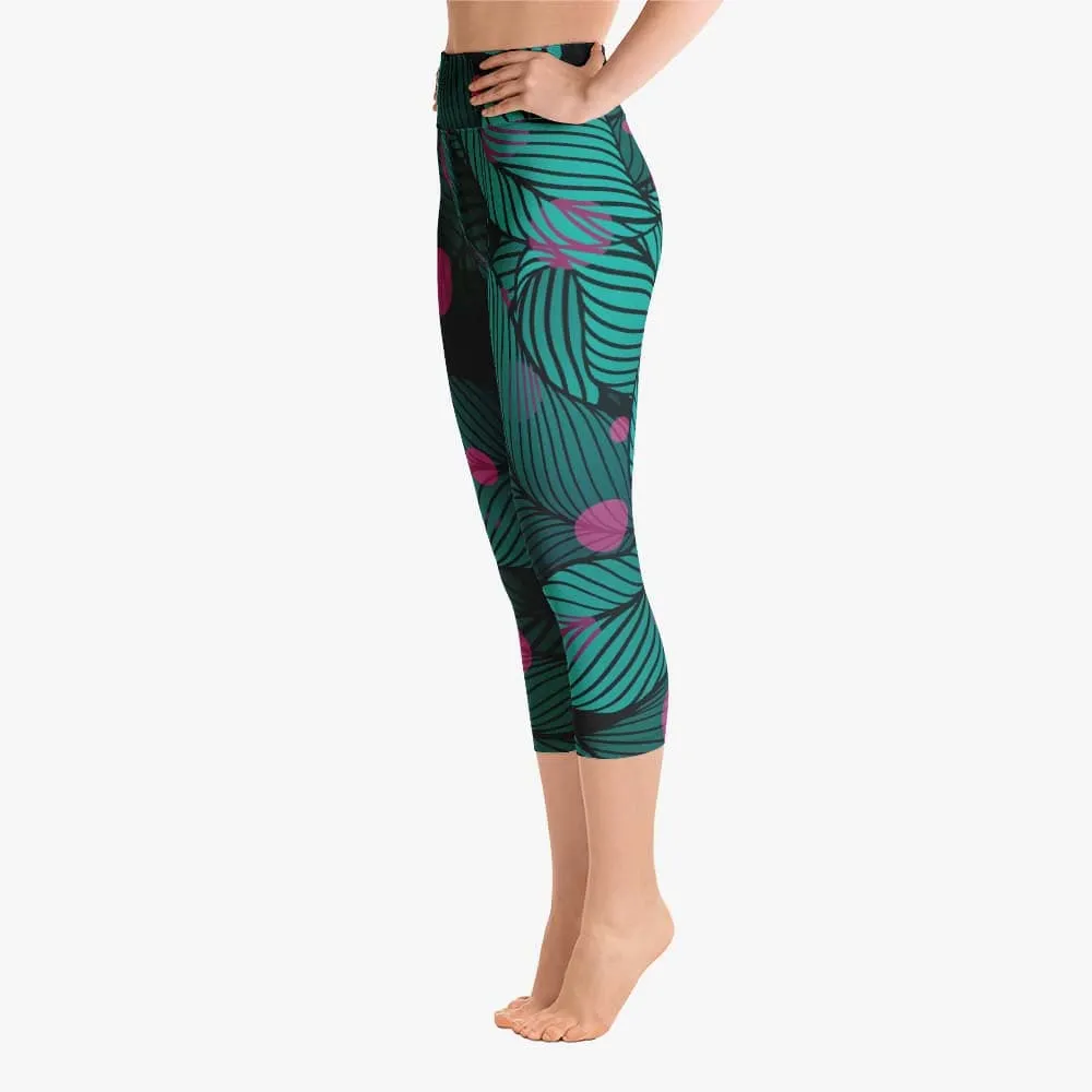 Floral Capris "Fireflies" Green/Pink