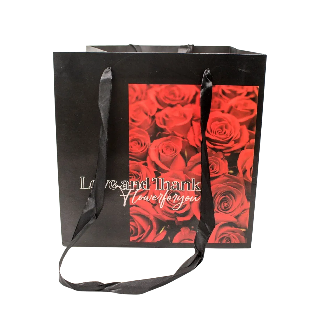 FLOWER BAGS x 2PCS BLACK RED