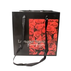 FLOWER BAGS x 2PCS BLACK RED