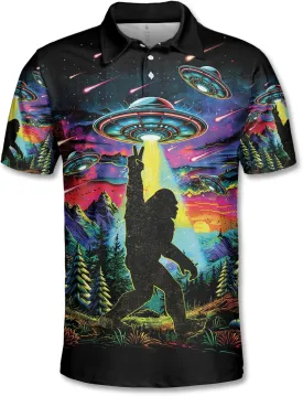 Funny Casual Golf Pattern Polo Shirts for Men Golf Polos Pattern Mens Polo Shirts Short Sleeve Button Up Shirt Men