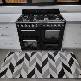 Herringbone Navy Soft Padded Kitchen Mat