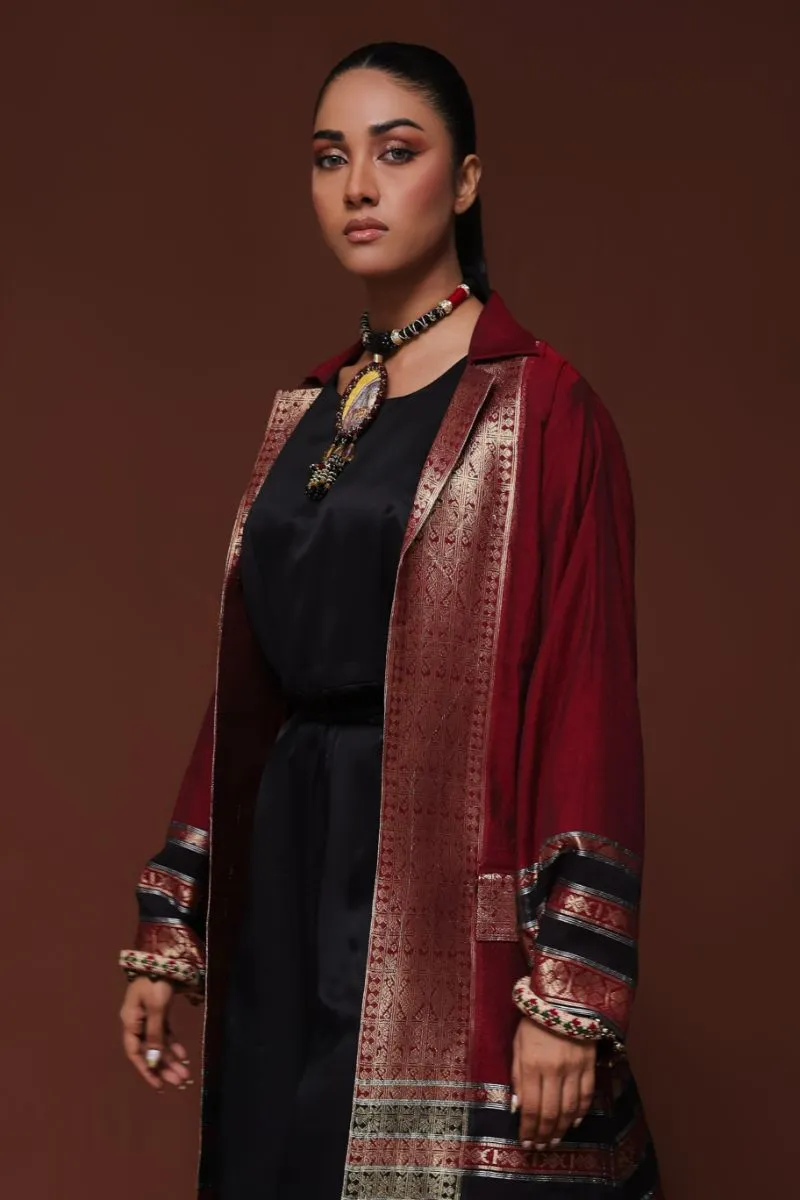 Huma Adnan - Safia
 - Maroon - Jamawar - 1 Piece