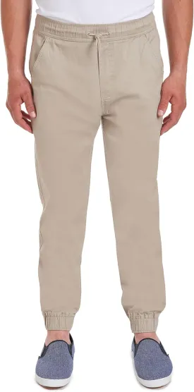 IZOD Men's Young Uniform Jogger Pants, Elastic Waistband with Drawstring Closure, Stretch Twill Fabric