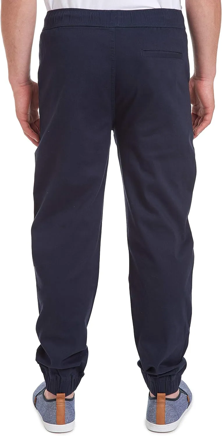 IZOD Men's Young Uniform Jogger Pants, Elastic Waistband with Drawstring Closure, Stretch Twill Fabric