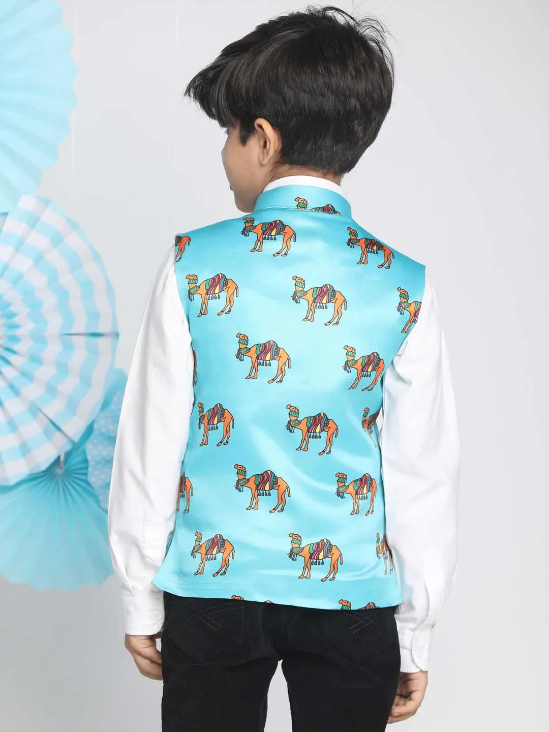 Jashvi Boys Aqua Nehru Jacket