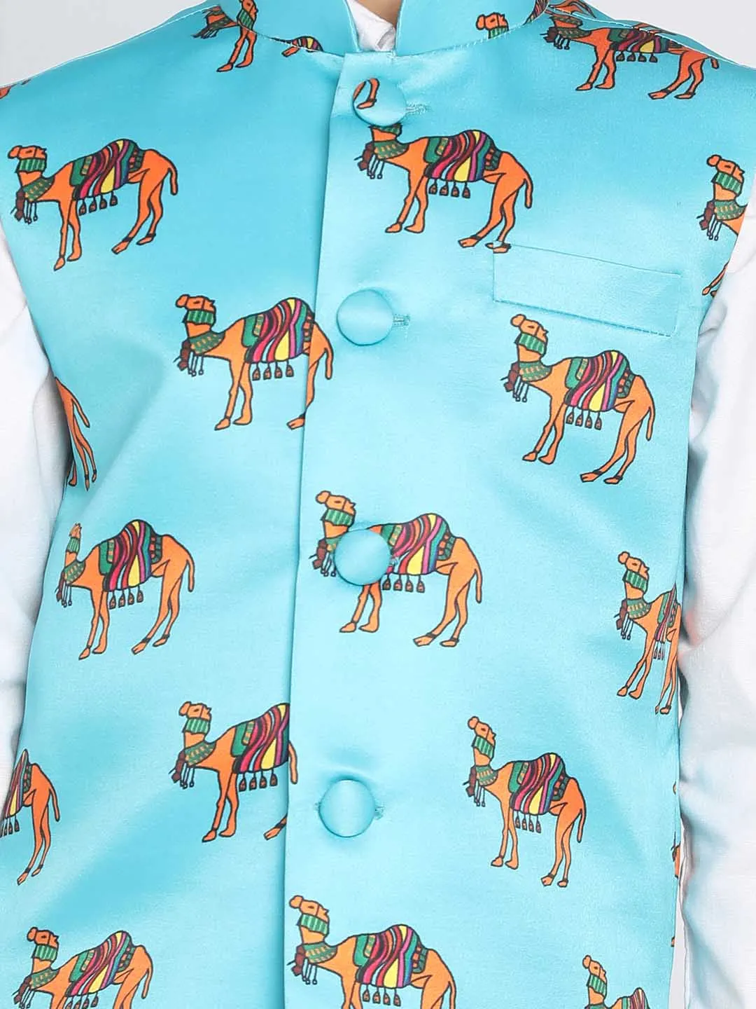 Jashvi Boys Aqua Nehru Jacket